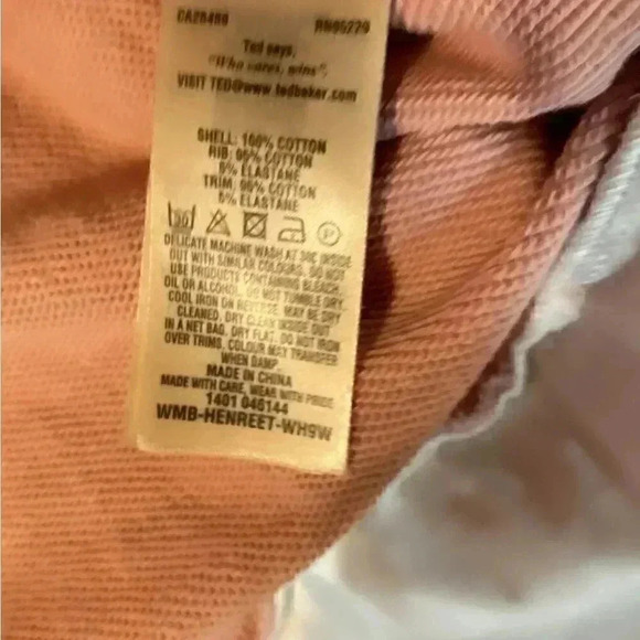 Ted Baker flutter those lashes trendy style pink long sleeve white collar top 1 - Picture 5 of 5